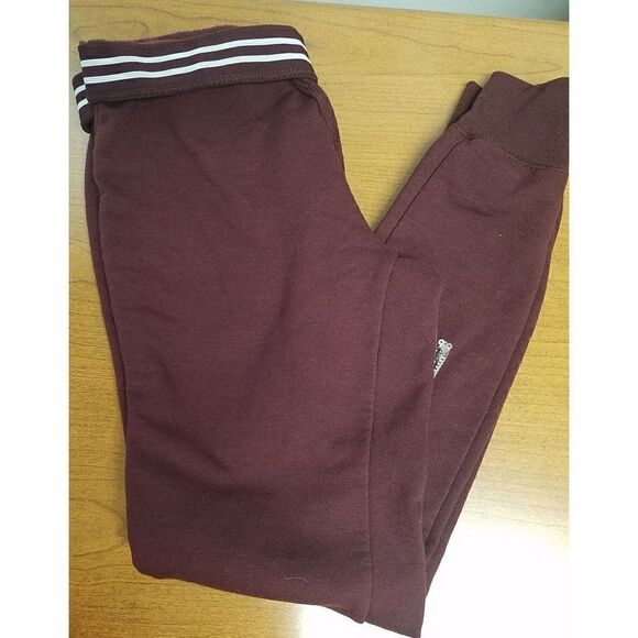 Rue21 Small Burgundy sweatpants with"Kinda Don't Care" in silver sequins down t - Picture 6 of 6